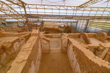 Teras, Ephesus 'taki Yamac Evler olarak da bilinir. Hindi konsepti fotoğrafını ziyaret et. İzmir Türkiye - 2.1.2025