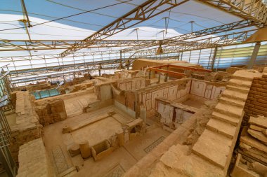 Teras kompleksi ya da Efes 'teki Yamac Evler. Ephesus konsept fotoğrafını ziyaret et. İzmir Türkiye - 2.1.2025