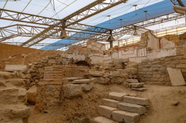 Efes 'teki Terrace Evleri' nin kalıntıları. Vsiit Ephesus konsept fotoğrafı. İzmir Türkiye - 2.1.2025