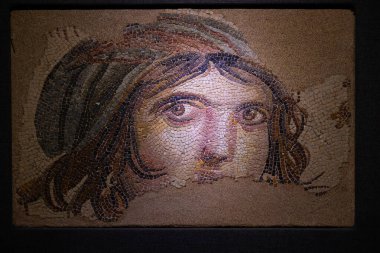 Zeugma Mozaik Müzesi 'ndeki Çingene Kız Mozaiği. Gaziantep Türkiye - 6.24.2025