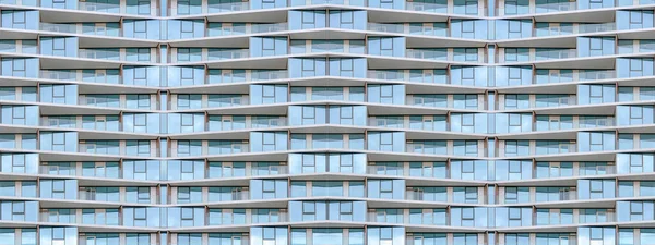 Abstrakter Verspiegelter Hintergrund Glasgebäude Mit Glasgeländer Auf Den Balkonen Silicon — Stockfoto