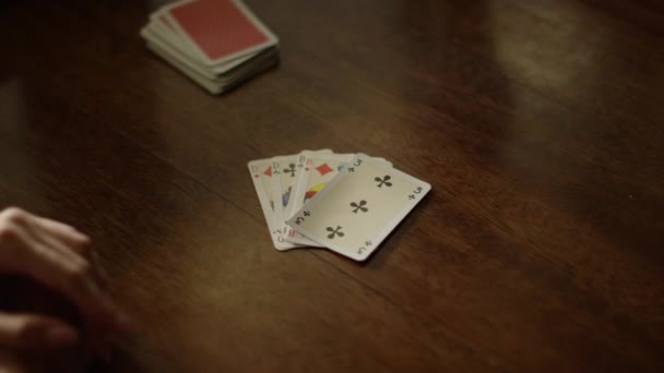 Playing Cards Table Hands Playing Cards Close High Quality Footage — Stock Video