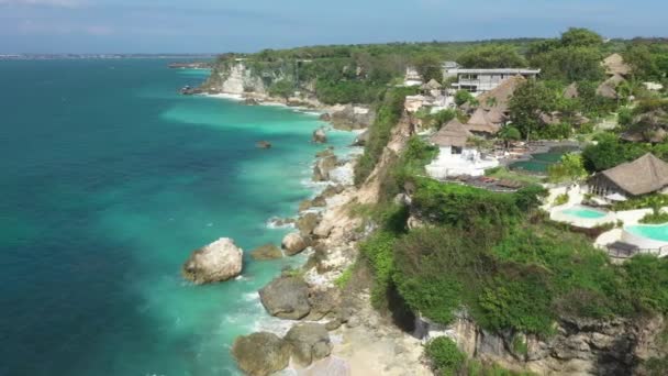 Aerial View Hotel Sea Coast Bali High Quality Footage — Stockvideo