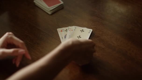 Playing Cards Table Hands Playing Cards Close High Quality Footage — Video Stock