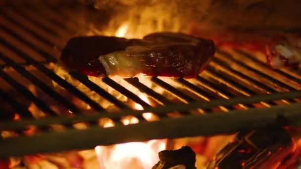 Профессиональный Процесс Приготовления Мяса Гриле Высококачественные Fullhd Кадры — стоковое видео