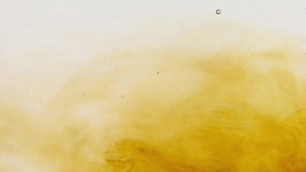 Gelbe Flüssigkeit Wasser Auf Weißem Hintergrund Toller Abstrakter Hintergrund Langsame — Stockvideo