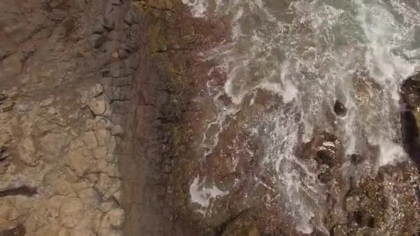 Ocean Waves Rocky Coast Slow Motion Seascape Epic Rocks Waves — Stock Video