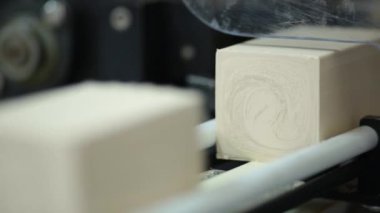 Maya üretimindeki taşıyıcı. Tereyağı, sos, margarin, maya. Gıda endüstrisi taşıyıcısı. Ürünün dikdörtgen parçaları paketlenmeden önce bir taşıyıcı hat boyunca hareket eder.
