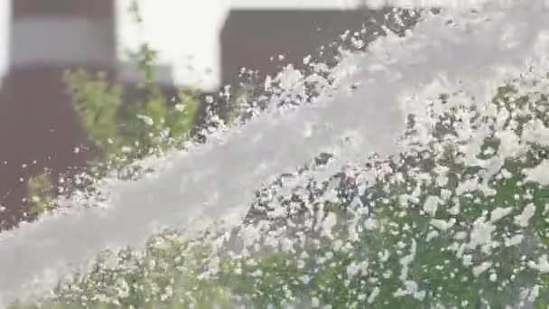 泡沫从消防软管中飞出 用喷射机灭火 后续行动 — 图库视频影像