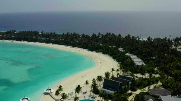 Aerial View Luxury Villas Water Blue Lagoon White Sandy Beach — Stock Photo, Image