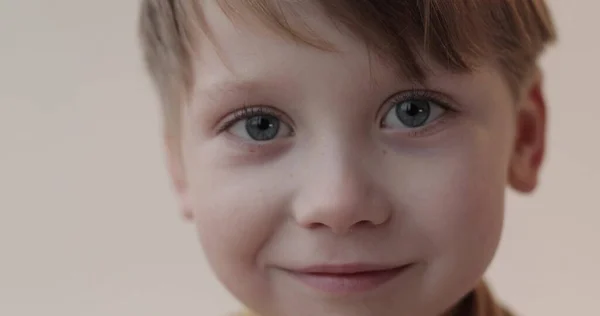 Portret Małego Chłopca Miękką Zabawką Rękach Kręcenie Studio — Zdjęcie stockowe