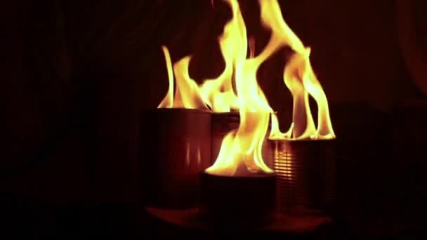 Brûler Des Bougies Tranchée Gros Plan Bougies Tranchées Allumées Dans — Video