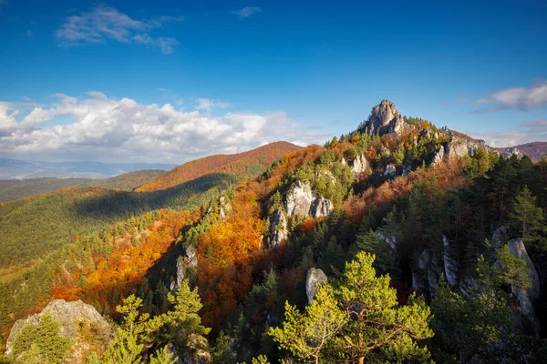 Mountain Landscape Autumn Morning Sulov Rocks National Nature Reserve Northwest — Stock Photo, Image