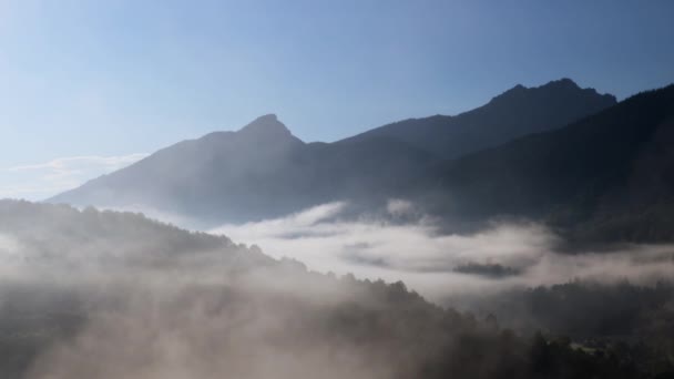 Bir Yaz Sabahı Puslu Dağ Manzarası Mala Fatra Ulusal Parkı — Stok video