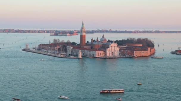 San Giorgio Maggiore Isola Venezia Tramonto Italia Europa — Video Stock