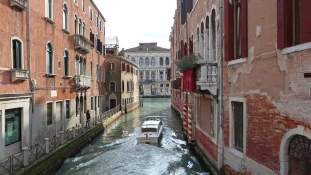 Venice Itália Março 2023 Cruzeiro Barco Nos Canais Cidade Velha — Vídeo de Stock