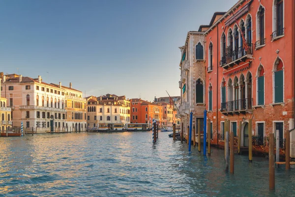 Grand Canal Historic Buildings Venice Beautiful Sunny Morning Italy Europe — Stock Photo, Image