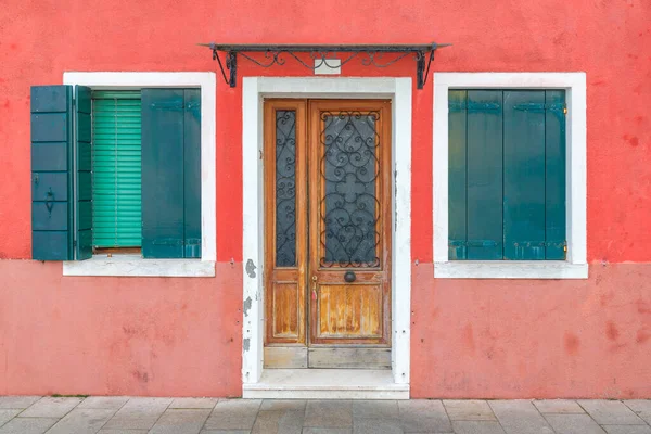 Fargerik Hus Buranoøya Nær Venezia Italia Europa – stockfoto