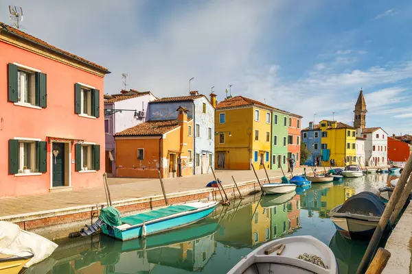 Burano Island Venice Canal Colorful Houses Italy Europe — Stock Photo, Image
