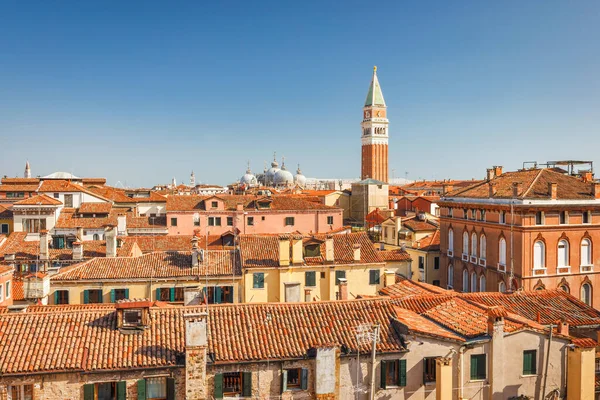 Venedik Tarihi Şehir Merkezinin Üst Manzarası Mark Campanile Talya Avrupa — Stok fotoğraf