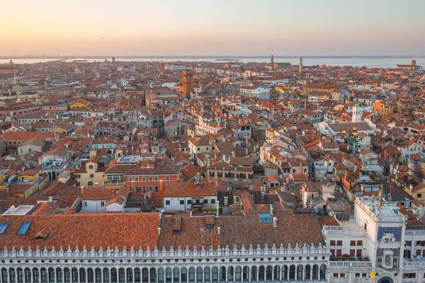 Blick Von Oben Auf Venedig Vom Markusturm Bei Sonnenuntergang Italien — Stockfoto