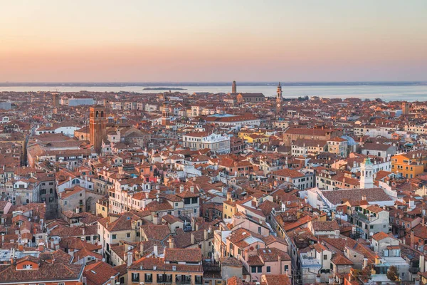 Widok Wenecję Wieży Marka Zachodzie Słońca Włochy Europa — Zdjęcie stockowe