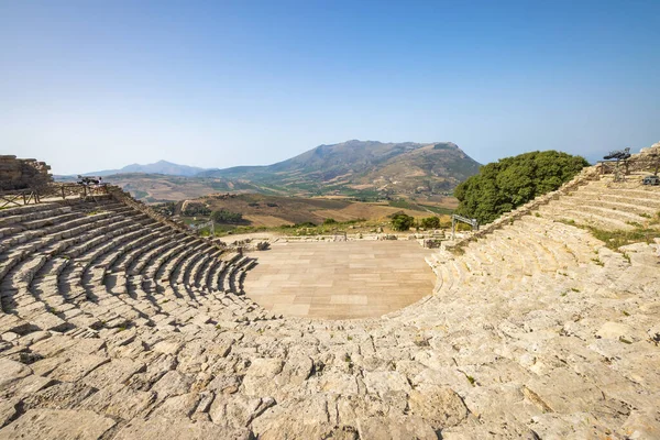 Yunan Segesta Tiyatrosu Sicilya Talya Avrupa Daki Arkeolojik Alan — Stok fotoğraf