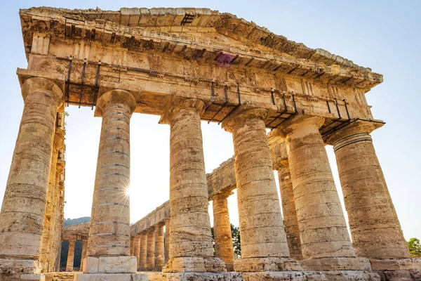 Doricka Świątynia Segesty Stanowisko Archeologiczne Sycylii Włochy Europa — Zdjęcie stockowe