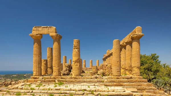 Tapınaklar Vadisi Ndeki Juno Tapınağı Sicilya Talya Avrupa Agrigento Daki — Stok fotoğraf