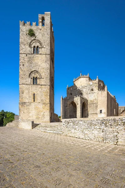 Erice Cathedral Bell Tower Historic Town Northwestern Sicily Trapani Italy — Stock Photo, Image