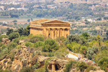 Tapınaklar Vadisi 'ndeki Concordia Tapınağı. Sicilya, İtalya ve Avrupa 'da Agrigento' da arkeolojik site.