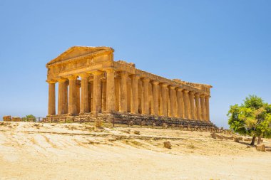 Tapınaklar Vadisi 'ndeki Concordia Tapınağı. Sicilya, İtalya ve Avrupa 'da Agrigento' da arkeolojik site.