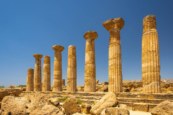 Temple of Heracles in Valley of the Temples. Archaeological site in Agrigento at Sicily, Italy, Europe.