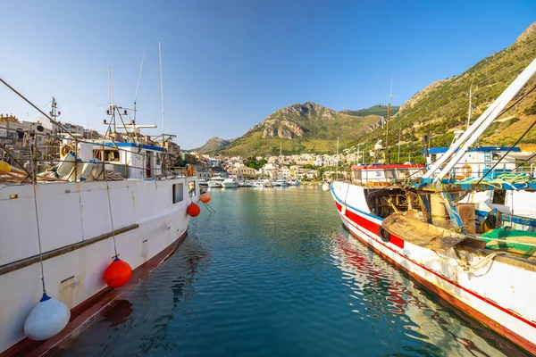 Castellammare Del Golfo Sicily Harbor Fishing Boats Morning Italy Europe — Stock Photo, Image