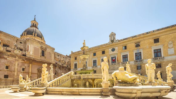 Palermo Italien Juli 2023 Pretoria Brunnen Historischen Zentrum Der Sizilianischen — Stockfoto