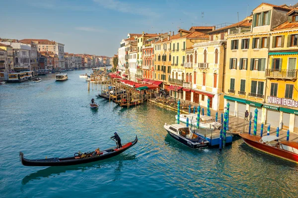 Venice Italy March 2023 Grand Canal Gondola Beautiful Sunny Morning — Stock Photo, Image