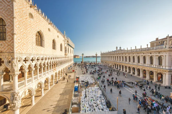Venice Italië Maart 2023 Bovenaanzicht Het Piazzetta San Marco Plein — Stockfoto