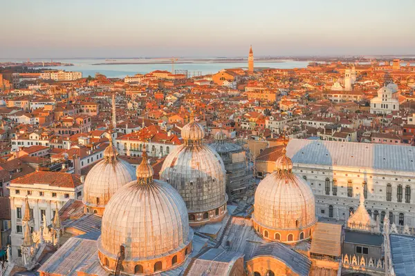 Venice Talya Mart 2023 Günbatımında Mark Campanile Kulesi Nin Üst — Stok fotoğraf