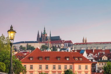 Prag Şatosu, güneş doğmadan önce, Prag, Çek Cumhuriyeti, Avrupa 'da,.