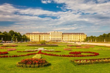 VIENNA, AUSTRIA - 29 AĞUSTOS 2013: Bahçeye bakan Schonbrunn Sarayı.