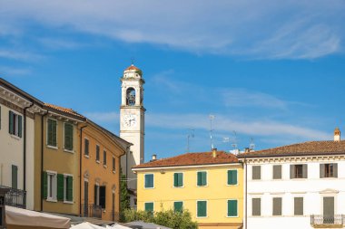 Victor Emmanuel Square in Lazise town on shore of Lake Garda, Italy, Europe. clipart