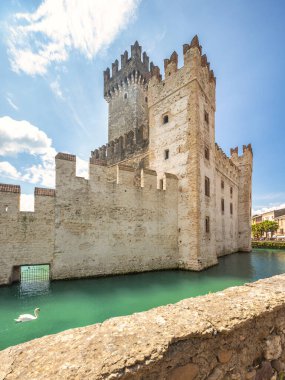 Scaligero Castle in historical centre of Sirmione, on Lake Garda, Italy, Europe. clipart