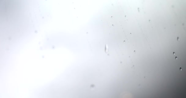 Picături Ploaie Fereastră Sticlă Afara Closeup Ploaie Sticla Vreme Rea — Videoclip de stoc