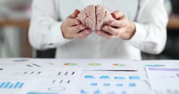 Indeling Van Menselijke Hersenen Financiële Business Charts Begrip Intellectuele Eigendom — Stockvideo