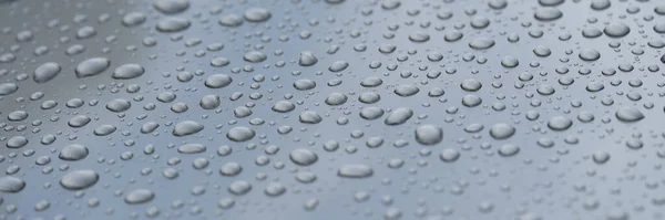 Капли Дождя Черном Капоте Машины Дождь Стекло — стоковое фото