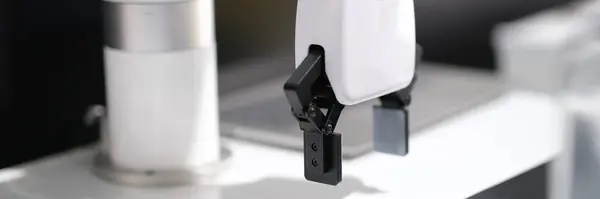 Mechanical White Arm Robotic Arm Production Robotic Arm Manufacturing Research — стоковое фото