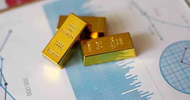 Finanční Analytické Statistické Obchodní Tabulky Zlaté Pruty Ekonomický Růst Příjmů — Stock video