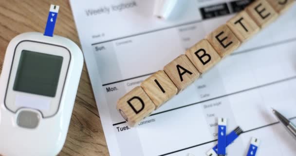 Lancet Glükózmérő Közelsége Orvosi Dokumentumok Diagnózis Diabetes Mellitus Fogalmának Kezelése — Stock videók