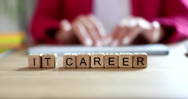 Career Hands Female Specialist Working Computer Career Work Field Information — Stock Video