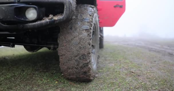 Terénní Závody Špinavé Jeep Kolo Expedice Výlety Terénních Vozidlech Horách — Stock video